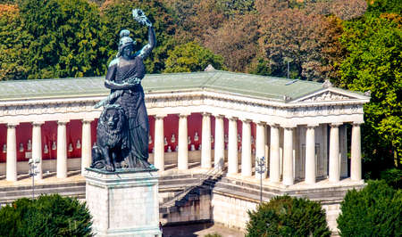 famous statue of bavaria at the theresienwiese in munich - germanyの写真素材