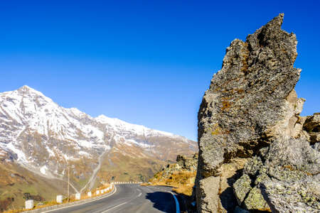 country road at the grossglockner mountainsの写真素材
