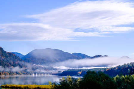 landscape at the sylvenstein lake - bavariaの写真素材