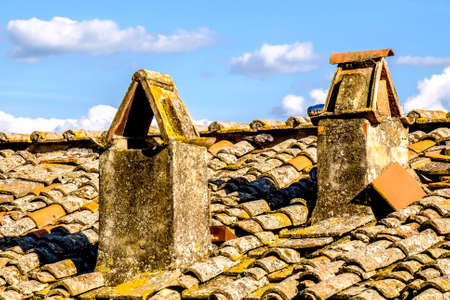 old chimney at a historic buildingの写真素材
