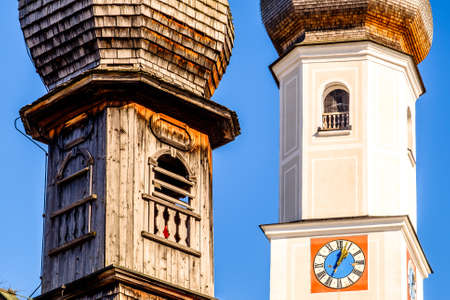 old church tower - close upの写真素材