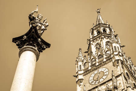famous munich city hall at the marienplatz - germany - bavariaの写真素材