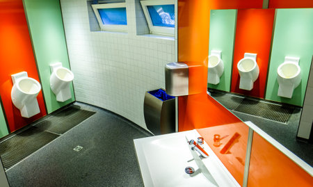 modern public restroom for menのeditorial素材