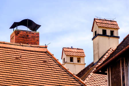 old chimney at a historic buildingの写真素材