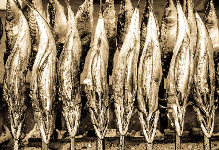 typical bavarian fish on a stick at the oktoberfest - germanyの写真素材