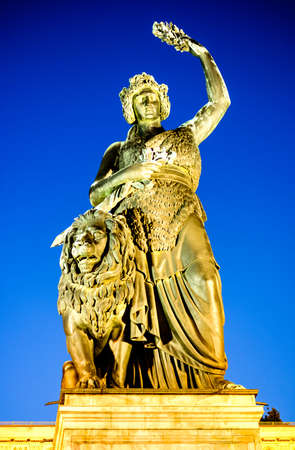 famous statue of bavaria at the theresienwiese in munich - germanyの写真素材