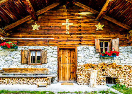 old blockhouse at the european alpsのeditorial素材