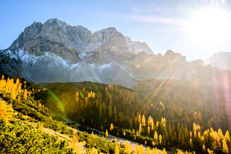 karwendel mountains in austria - small valley called engalmの写真素材