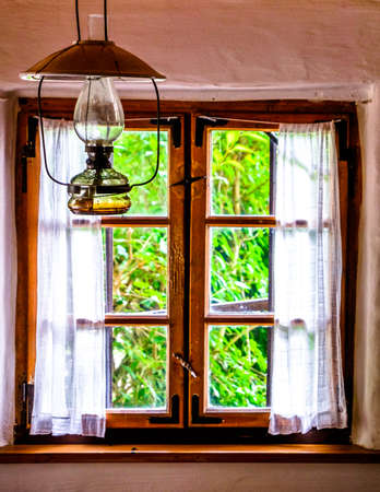 lamp and an old window