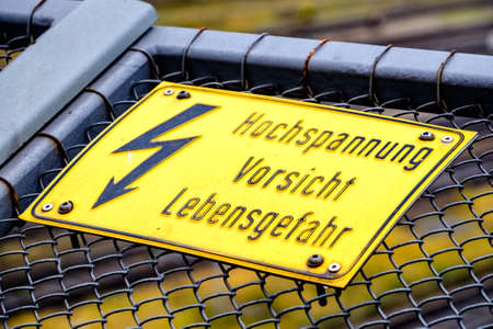 high voltage sign in germanyの写真素材