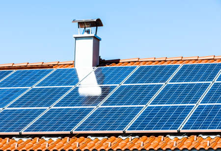 modern roof with solar cells