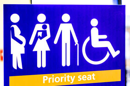 priority seat sign at a stationの写真素材