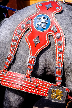 MUNICH, GERMANY - SEPTEMBER 27: brewery horses at the biggest folk festival in the world - the...