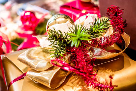 christmas present with ribbon - photo