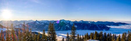 view from wallberg mountain near tegernseeの写真素材
