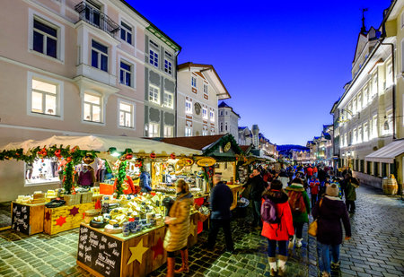BAD TOELZ, GERMANY - DECEMBER 7: people at the famous christmas market on December 7, 2017 in Bad...