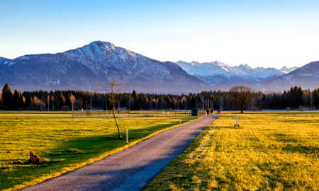 panorama of the european alps near benediktbeuern - bavariaの写真素材