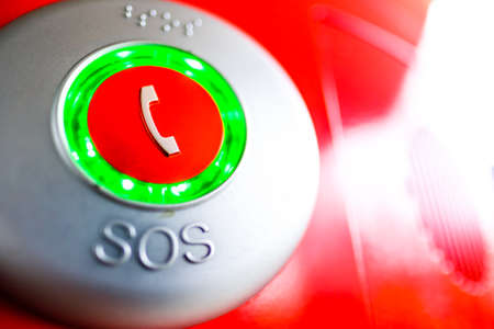 modern sos button - close up
