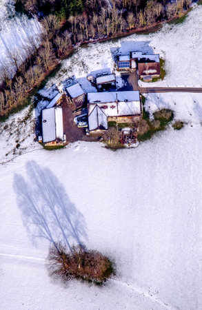 typical bavarian farm - highangle viewのeditorial素材