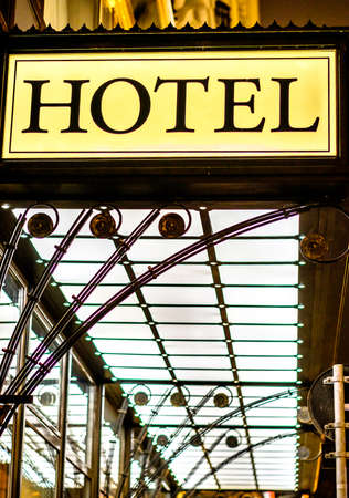 antique hotel sign in germanyの写真素材