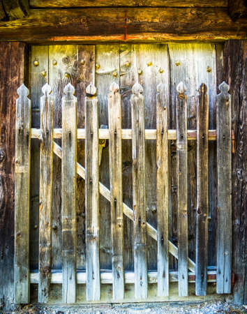 old fence at a meadowの写真素材