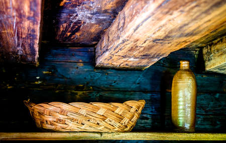 old basket - close up - photoの写真素材