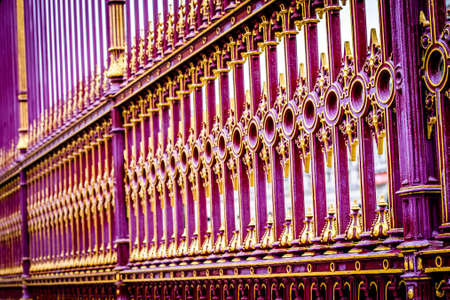 old elegant fence at a historic buildingの写真素材