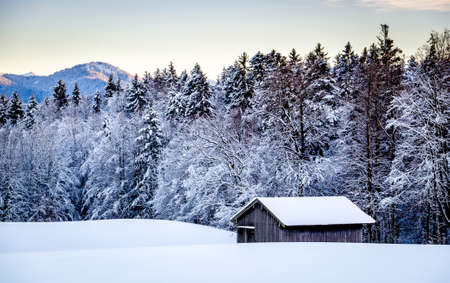 bavarian landscape in winter - european alpsの写真素材