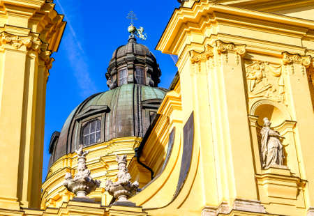 famous theatiner church and feldherrnhalle in munich - germanyの写真素材