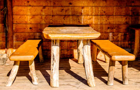 old picnic place at a forestの写真素材