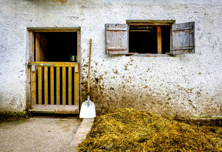 door at an old stableの写真素材