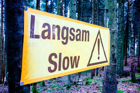 slow sign in germany at a slope