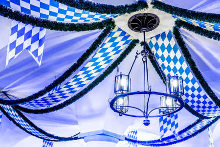 typical bavarian decoration with flagsの写真素材