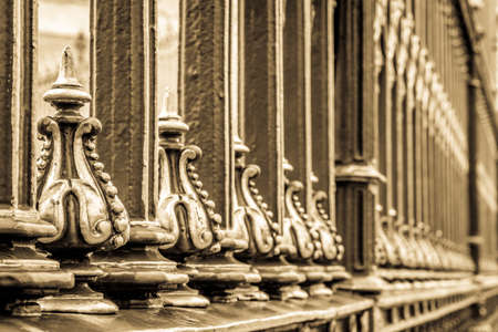 old elegant fence at a historic buildingの写真素材