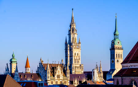 famous munich city hall at the marienplatz - germany - bavariaの写真素材