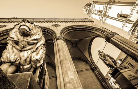 famous theatiner church and feldherrnhalle in munich - germanyの写真素材