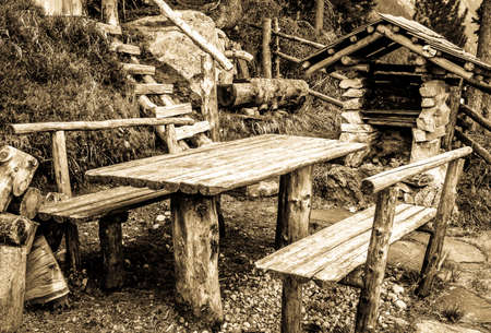 old picnic place at a forest