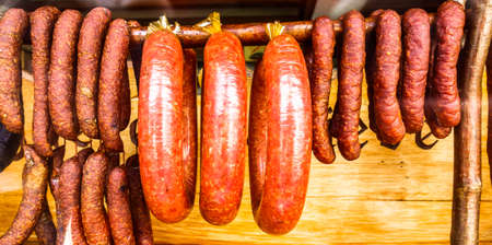 group of typical bavarian sausagesの写真素材
