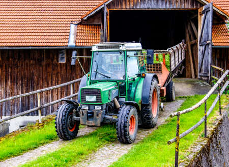 old tractor at a fieldの写真素材