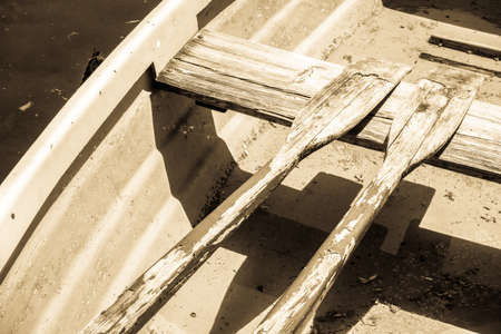 old wooden rowboats in austriaの写真素材