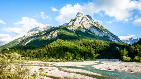 karwendel mountains in austria - small valley called engalmの写真素材