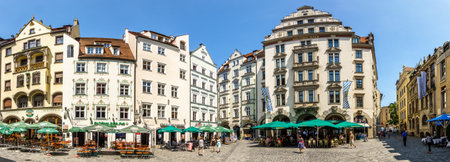 Munich, Germany - July 21, 2018: Munich Germany Platzl Square with Restaurants on july 21, 2018のeditorial素材