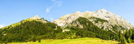 karwendel mountains in austria - small valley called engalmの写真素材