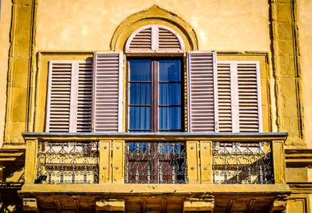 old balcony at a historic buildingの写真素材