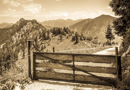 view from mount puerschling near oberammergauの写真素材
