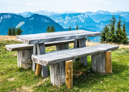 picnic table at the european alps
