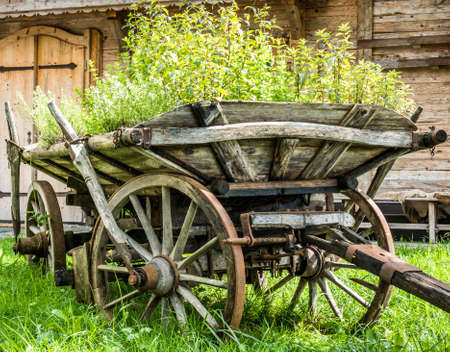 old wooden cart at a farm