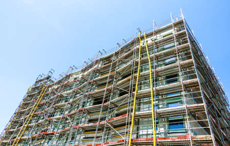 modern scaffolding at a construction site