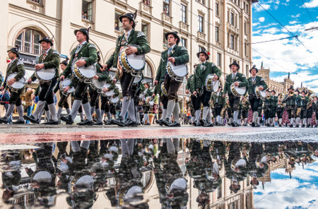 Munich, Germany - September 23: Participants of the annual opening parade of the oktoberfest on...