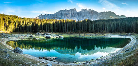 karerlake in italy - Lago di Carezza - at the background the dolomites